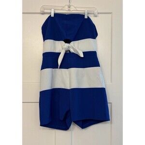 Magnolia Blue & White Strapless Romper With Cutout Tie Front Women’s  Medium